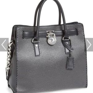 Large black Michael Kors micro stud Hamilton bag